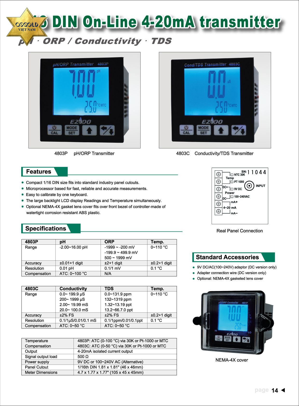 Bộ chuyển đổi độ dẫn điện EZDO 4803C Bộ chuyển đổi độ dẫn điện EZDO 4803C