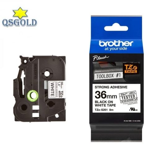 Băng nhãn chữ đen, nền trắng Brother TZE-S261 (36mmx8m, siêu dính). Băng nhãn chữ đen, nền trắng Brother TZE-S261 (36mmx8m, siêu dính).