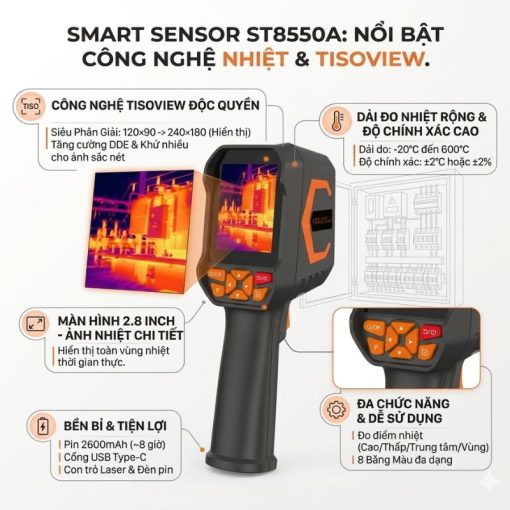 Máy ảnh nhiệt hồng ngoại cầm tay Smart Sensor ST8550A